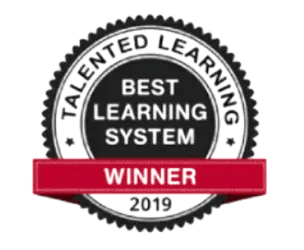 A badge for TopClass winning Talented Learning’s Best Learning System