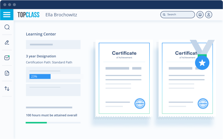 An example of a learner’s experience using TopClass’s association LMS.